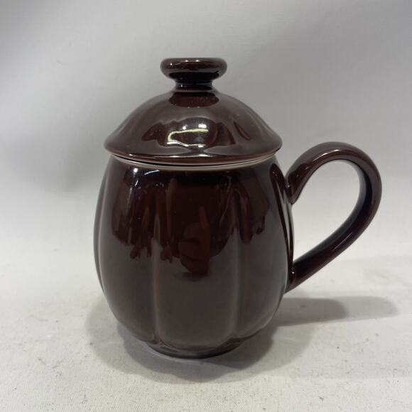 TEAVANA Brown Porcelain 8 oz. Tea mug w/Infuser Strainer Lid 3 pc. Set of 2mugs - Picture 1 of 6